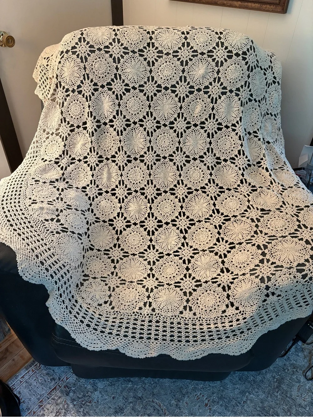 Handmade Crochet Lace Tablecloth - Beige